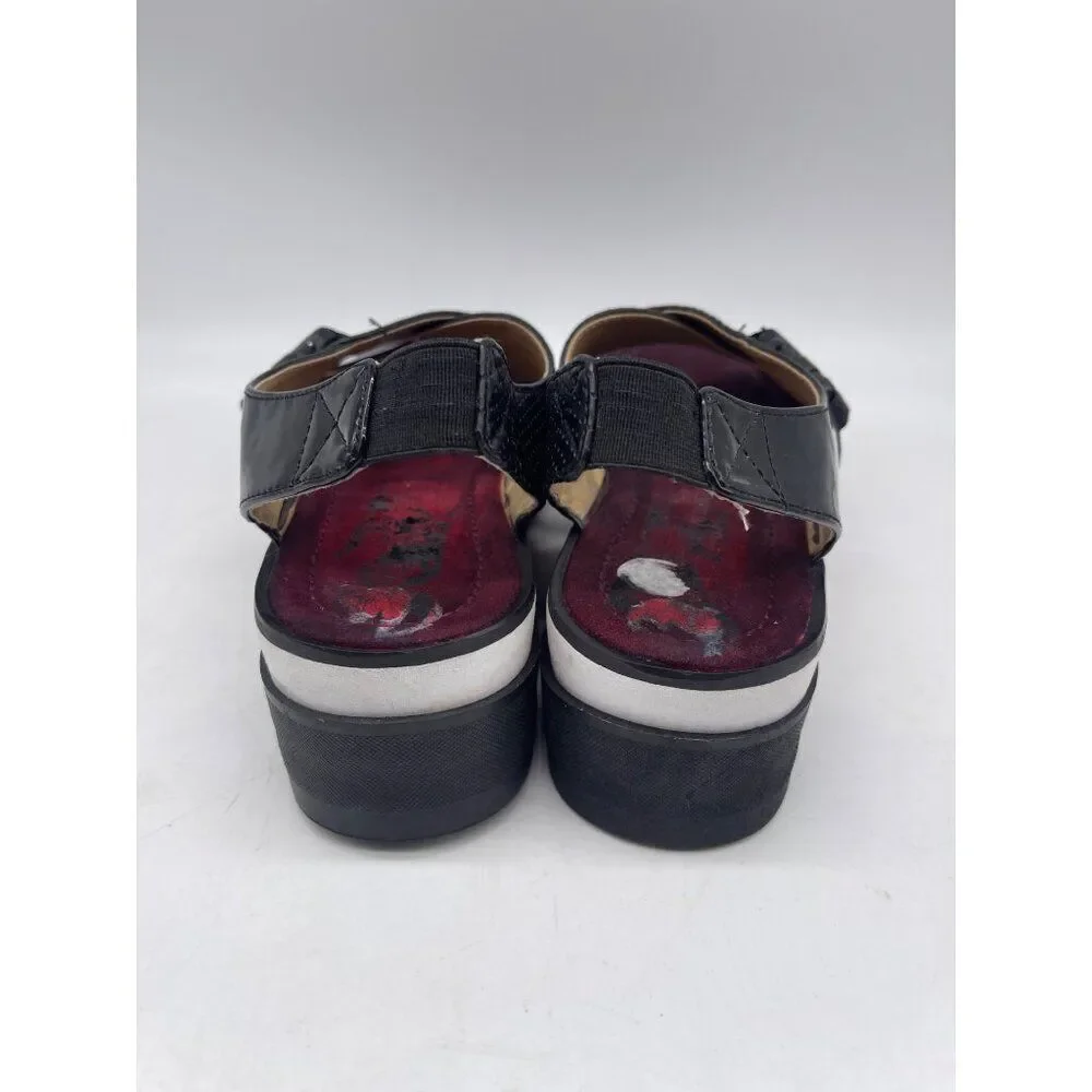 Adrienne Vittadini Women Black Slingback Platform Cross Front Sandal Size 8